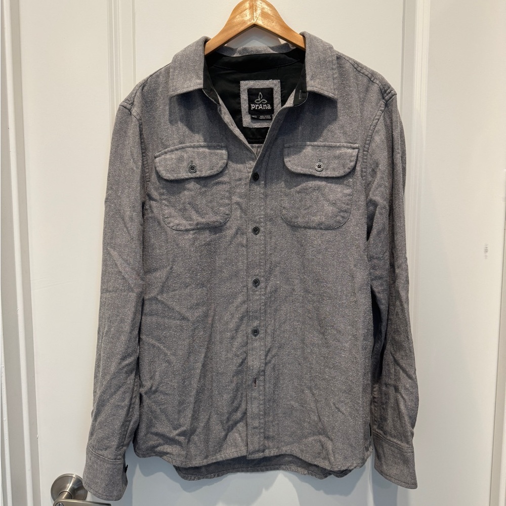 Prana Heavy Grey Button Down Shirt